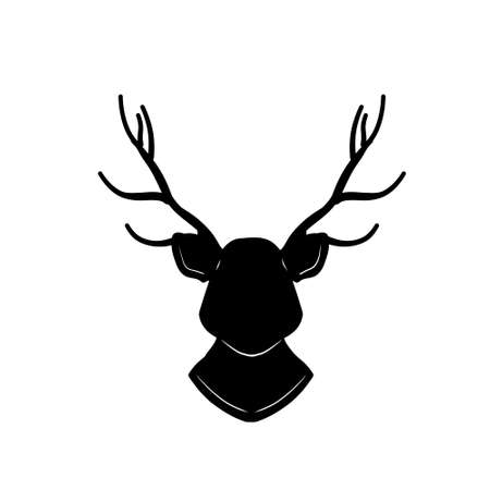 Head of deer. Black silhouette of stag. Horned forest animal.のイラスト素材