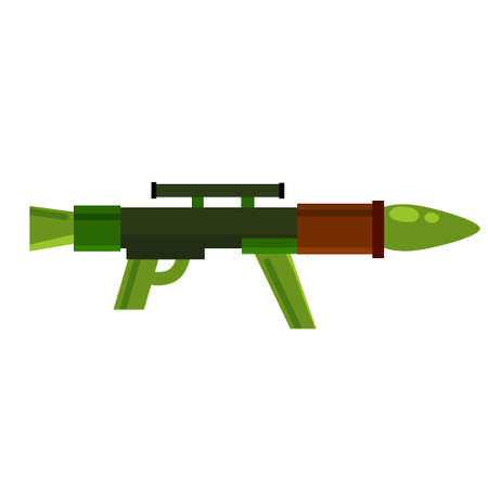 Bazooka. Rocket launcher. Large cannon with missile. Military equipment. Grenade launcher. Flat cartoonのイラスト素材