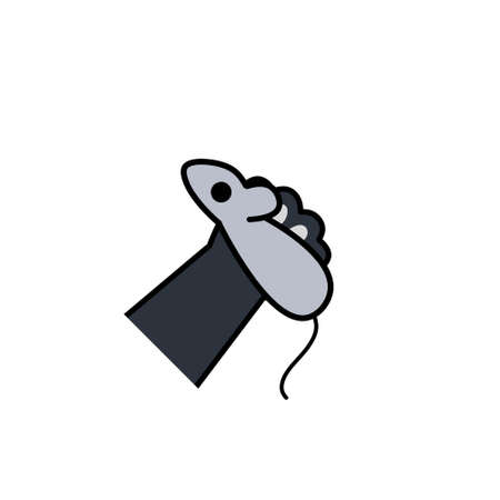 Cat paw hold mouse. Playing with toy and hunting pet. Healthy and active animal. Cartoon illustrationのイラスト素材