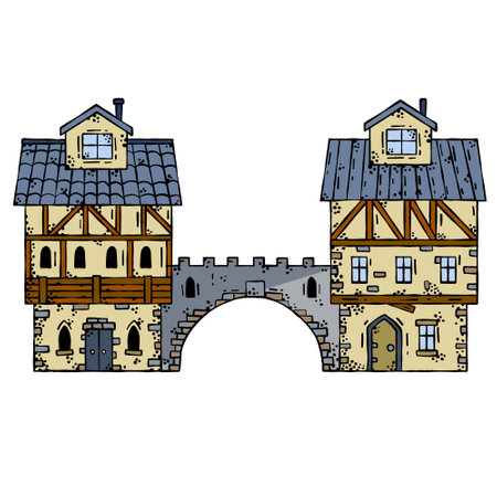 Old medieval town with gateのイラスト素材