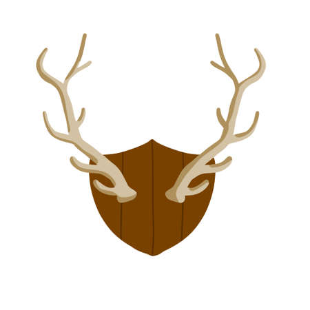 Horn of deer. Hunting trophy. Wall decoration element. Part of the stag animal headのイラスト素材