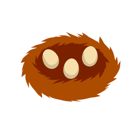 Nest and egg. Cartoon flat illustration. element of nature and forests.のイラスト素材