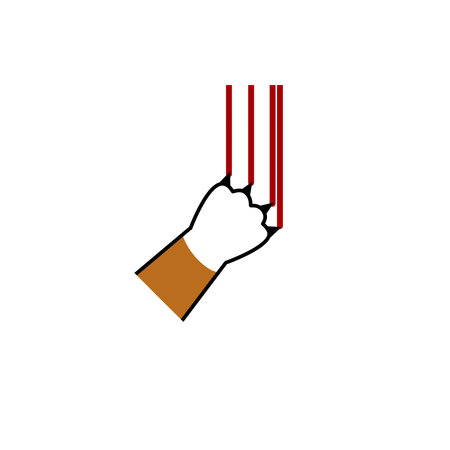 red cat foot. Scratch with blood trail. Aggression and injury. Evil behavior of pet - Cartoon flat illustrationのイラスト素材