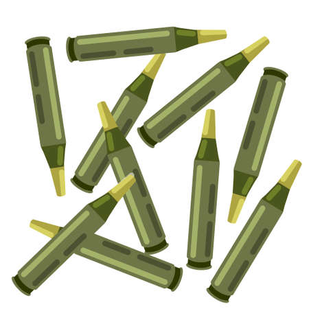 Lot of bullets. shooting equipment. military ammunition. flat cartoon isolated on whiteのイラスト素材
