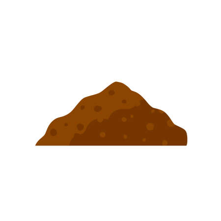 Pile of earth. brown mound. Land and soil for farming. flat cartoon isolated on whiteのイラスト素材