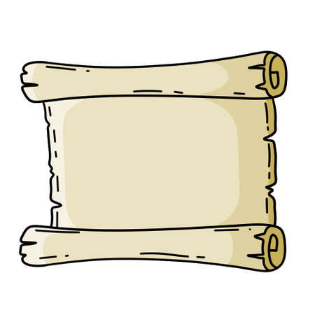 old scroll. Template for antique text. Medieval papyrus. paper for writing. outline cartoon illustrationのイラスト素材