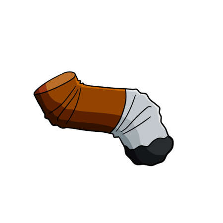 Cigarette butt. cartoon flat illustration. Bad harmful habit of Smokingのイラスト素材