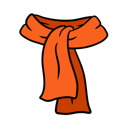red scarf. Item of women's clothing for the neck. cartoon illustrationのイラスト素材