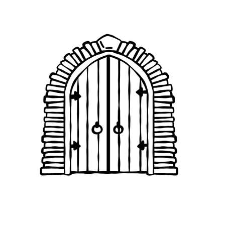 Old wooden door of castle. Ancient entranceのイラスト素材