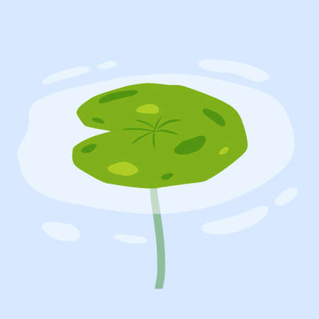 water lily in pond. river plant. green leaves on water. Nature of swamp, scenery of lake. flat cartoonのイラスト素材