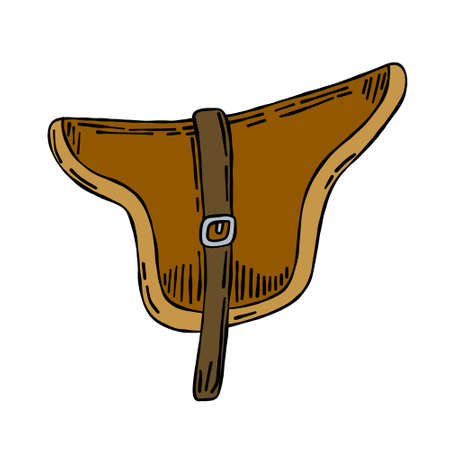 horse saddle. riding seat. Old leather accessory for animal.のイラスト素材