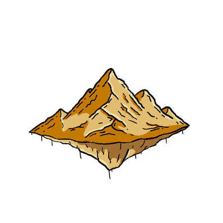 Flying island engraving style. high mountain range. vintage fantasy illustration.のイラスト素材