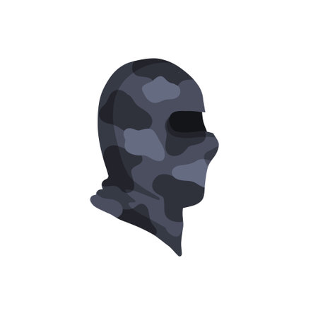 Balaclava for disguise. Gray Protective mask of military and a robber. Soldier head flat iconのイラスト素材