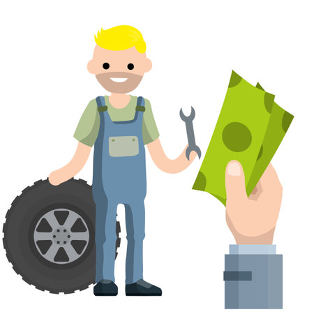 Cartoon illustration - technician man in uniform.のイラスト素材