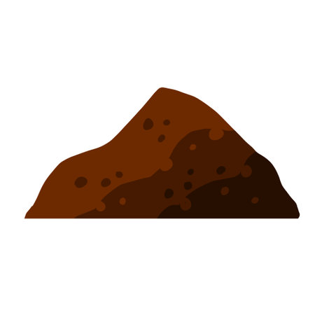 Pile of earth. Brown mound. Land and soil for farming. Flat cartoonのイラスト素材