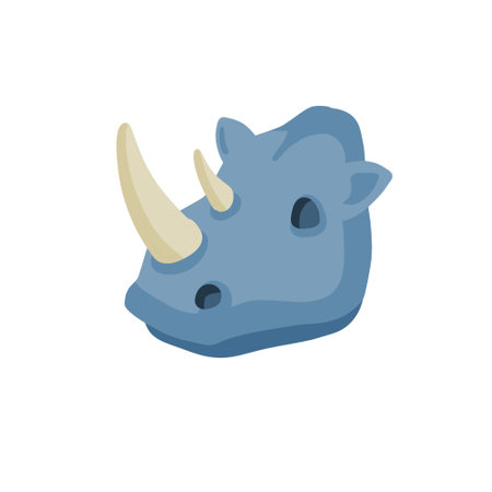 head of rhinoceros. African rhino. Hunting animal trophy. Decoration for hunter wall. flat cartoon illustrationのイラスト素材