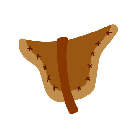horse saddle. riding seat. Old leather accessory for animal. flat cartoonのイラスト素材
