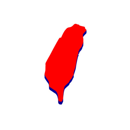 Taiwan island. Red and blue map of Republic of China. Region and administrative borderのイラスト素材