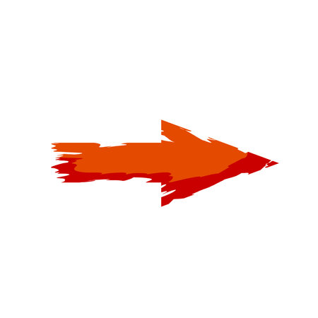 Red arrow with ragged edges. Direction indicator in grunge style.