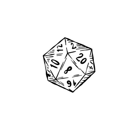 20 sided dice with numbers. Cartoon dice for fantasy dnd and rpg Board gameのイラスト素材
