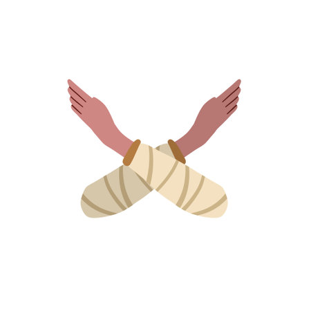 Break the bias. Gesture of crossed arms. Social movement of Women for Equal Rights. Flat cartoon illustration isolated on whiteのイラスト素材