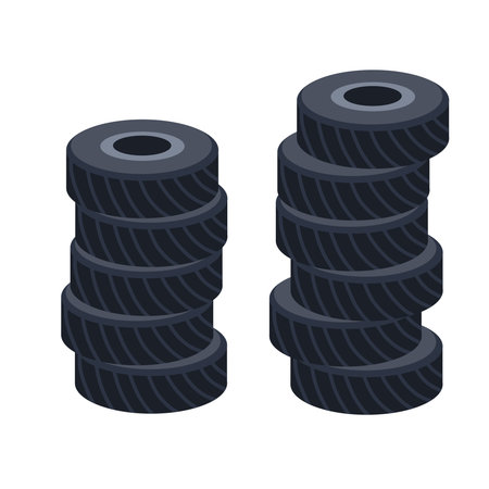 Black wheel. Bunch of old tires. The problem of urban garbage.