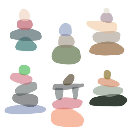 Balance stones for spa. Zen concept of concentration. Simple illustrationのイラスト素材