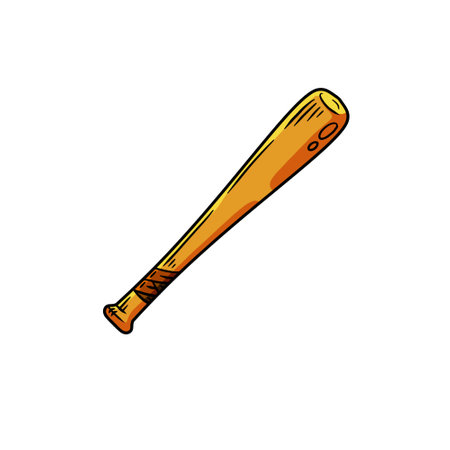 Baseball bat. american sports and equipment. Outline cartoon illustration isolated on whiteのイラスト素材