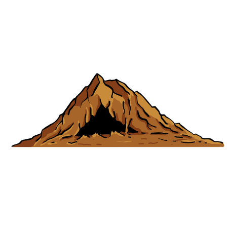 cave in mountain. hand drawn cartoon illustration.のイラスト素材