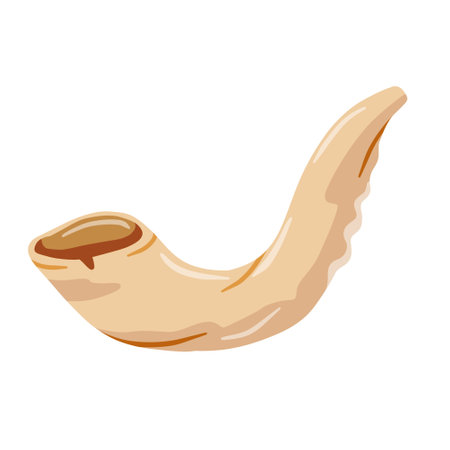 Jewish horn shofar. Ritual religious ancient trumpet. flat cartoon illustrationのイラスト素材
