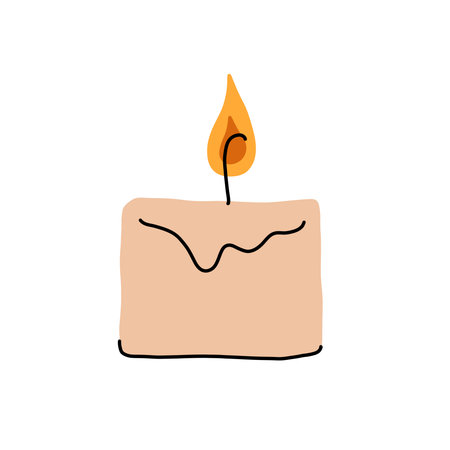 Candle for decoration. Wax candlelight. Doodle cartoon illustrationのイラスト素材