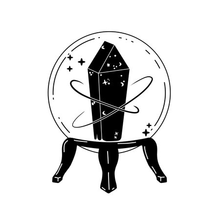Magic crystal balls and gems. Mystical and magical ritual. Spiritual mystery future teller. Astrology and fortune.のイラスト素材