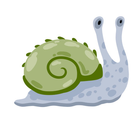 Spiral shell of snail or mollusk. Simple doodle cartoon illustration. Decoration of aquarium and nature.のイラスト素材