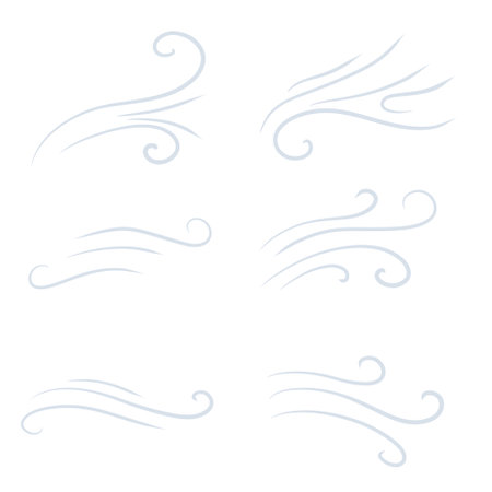 wind. airflow. Breeze and weather icon. Flat illustration isolated on white background. blue wavy lineのイラスト素材