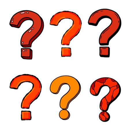 Question mark. Red hand drawn Doodle FAQ symbol.のイラスト素材