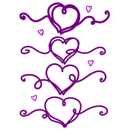 one line heart drawing. Romantic symbol of Valentine's Day. Linear decoration isolated on whiteのイラスト素材
