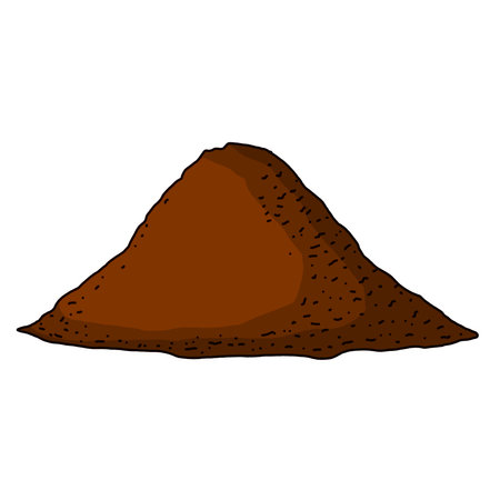 Pile of earth. Land and soil for farming. brown mound. flat cartoon isolated on whiteのイラスト素材