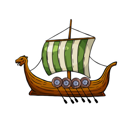 Viking boat. Nordic Drakkarのイラスト素材