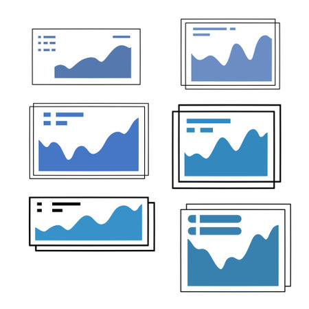 Set of curve graphs. Minimalistic design of business infographics.のイラスト素材