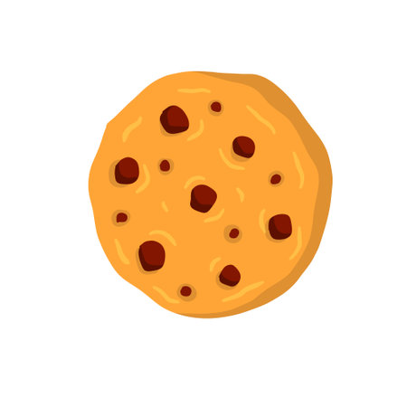 Cookie. Oatmeal pastry with chocolate. The element of home bakery. Sweet snack. Flat cartoon illustrationのイラスト素材