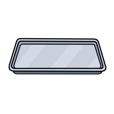 metal tray. Medical or restaurant element. Flat aluminum plate. cartoon illustration isolated on white backgroundのイラスト素材