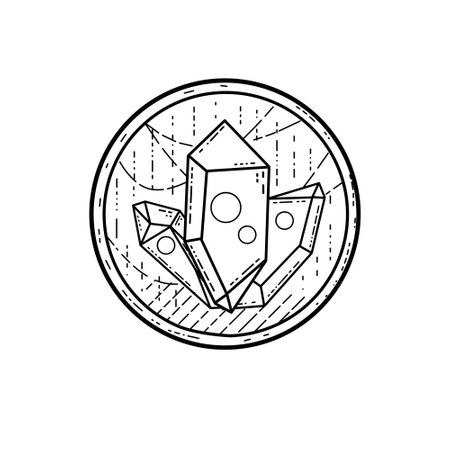 Magic crystal ball and gems. Mystical and magical ritual. Spiritual mystery future teller. Astrology and fortune.のイラスト素材