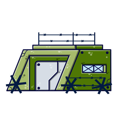 Military base. Army post. Protective building. Modern military camp.のイラスト素材