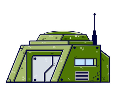 Military base. Army post. Protective building. Modern military camp.のイラスト素材
