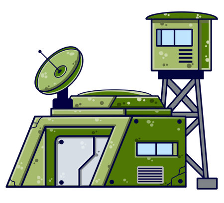 Military base. Army post. Protective building. Modern military camp.のイラスト素材