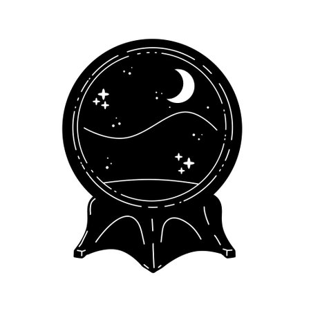 Magic crystal ball. Mystical and magical ritual. Spiritual mystery future teller. Astrology and fortune.のイラスト素材