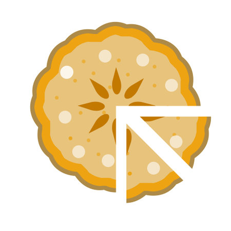 Pie and piece of cake. homemade food. Sweet delicious holiday dessert. Flat cartoon illustration isolated on white background. top viewのイラスト素材
