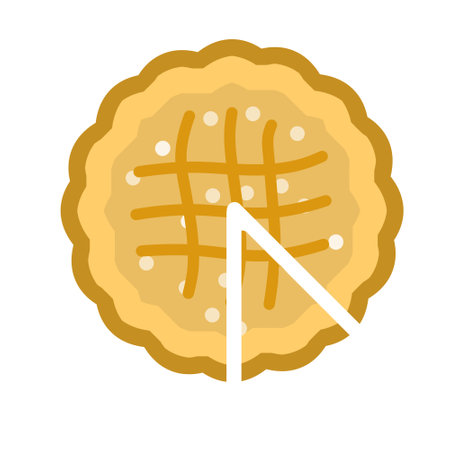Pie and piece of cake. homemade food. Sweet delicious holiday dessert. Flat cartoon illustration isolated on white background. top viewのイラスト素材