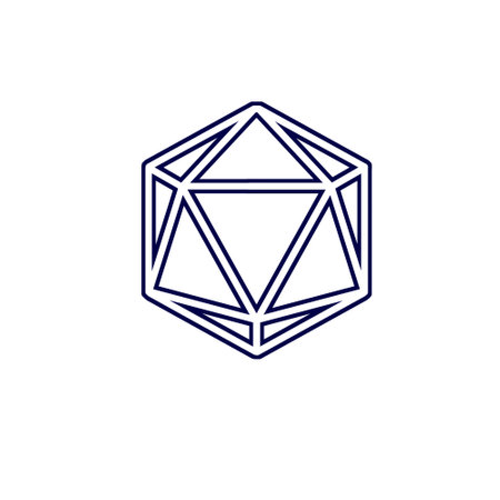 Dice d20 for playing Dnd. Dungeon and dragons board game. cartoon outline illustrationのイラスト素材