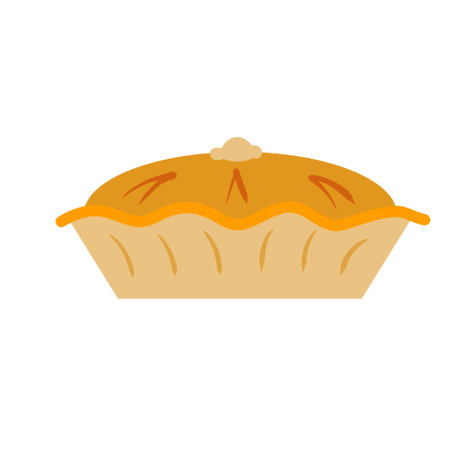 Traditional Pie or cake. homemade food. Sweet delicious festive dessert. Flat cartoon illustration isolated on white backgroundのイラスト素材